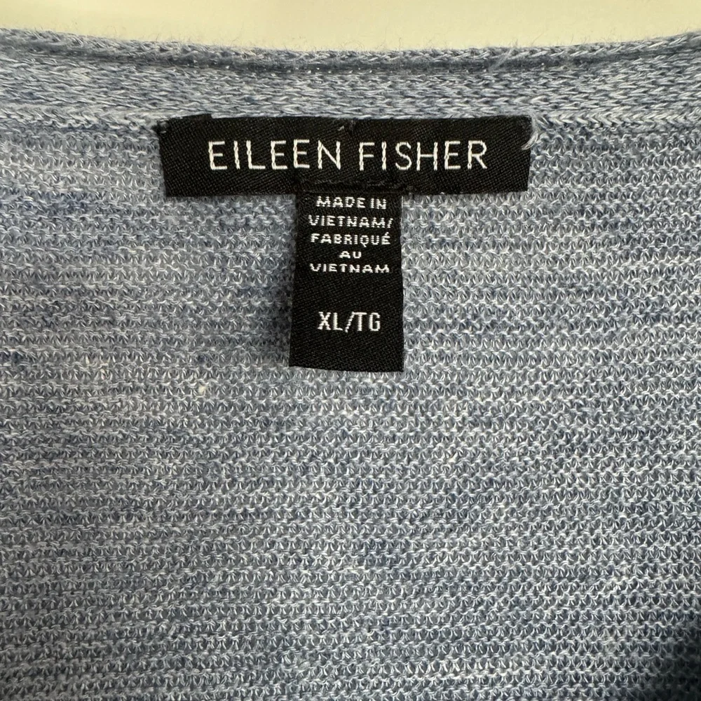 Eileen Fisher Classic Lightweight 100% Organic Linen Top In Soft Heather Blue XL - Picture 2 of 9
